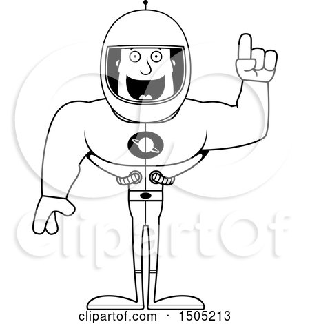 Clipart of a Black and White Buff Male Astronaut with an Idea - Royalty Free Vector Illustration by Cory Thoman