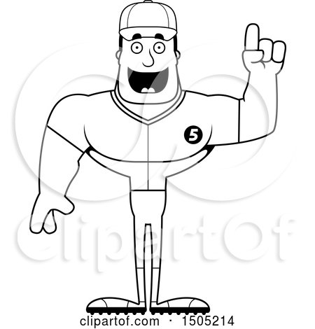 Clipart of a Black and White Buff Male Baseball Player with an Idea - Royalty Free Vector Illustration by Cory Thoman