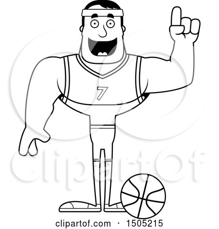 Clipart of a Black and White Buff Male Basketball Player with an Idea - Royalty Free Vector Illustration by Cory Thoman