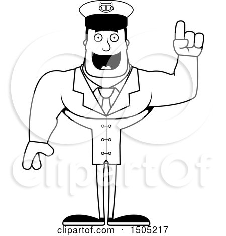 Clipart of a Black and White Buff Male Sea Captain with an Idea - Royalty Free Vector Illustration by Cory Thoman