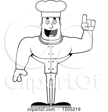 Clipart of a Black and White Buff Male Chef with an Idea - Royalty Free Vector Illustration by Cory Thoman