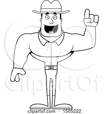 Clipart of a Black and White Buff Male Cowboy with an Idea - Royalty Free Vector Illustration by Cory Thoman