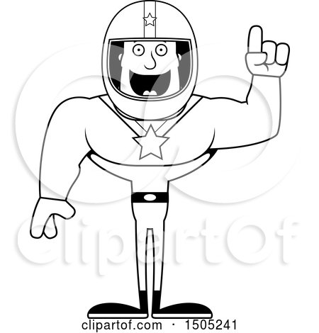Clipart of a Black and White Buff Male Race Car Driver with an Idea - Royalty Free Vector Illustration by Cory Thoman