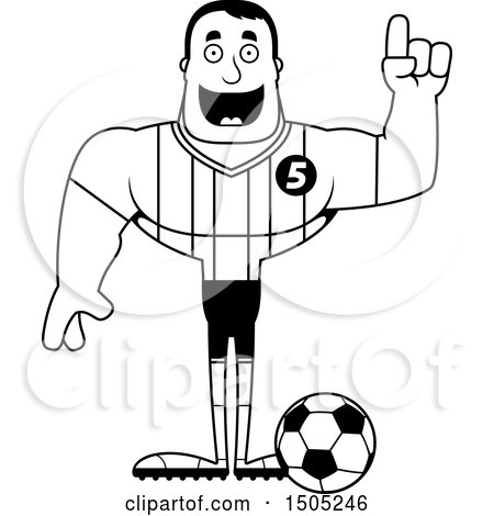 Clipart of a Black and White Buff Male Soccer Player Athlete with an Idea - Royalty Free Vector Illustration by Cory Thoman
