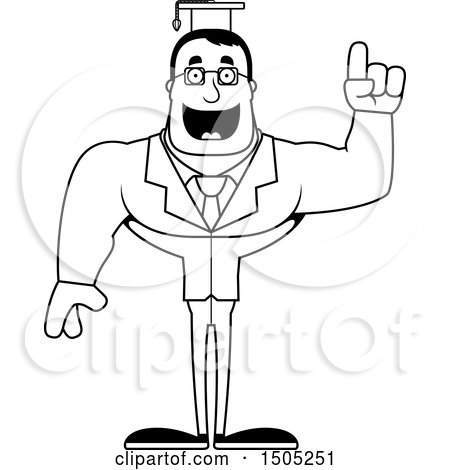 Clipart of a Black and White Buff Male Teacher with an Idea - Royalty Free Vector Illustration by Cory Thoman