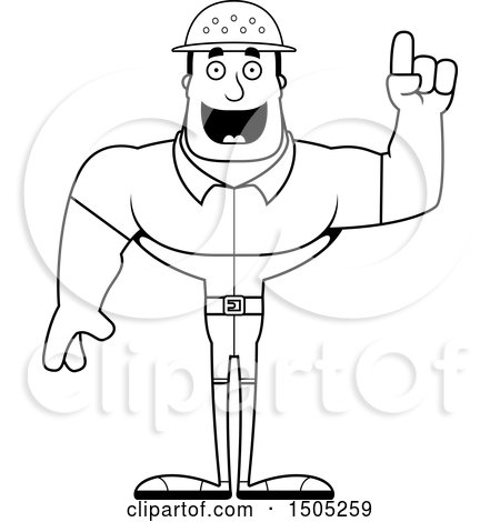 Clipart of a Black and White Buff Male Zookeeper Holding up a Finger - Royalty Free Vector Illustration by Cory Thoman