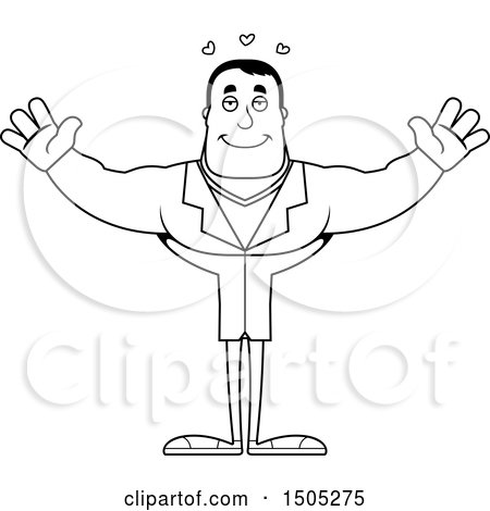 Clipart of a Black and White Buff Male Doctor with Open Arms - Royalty Free Vector Illustration by Cory Thoman