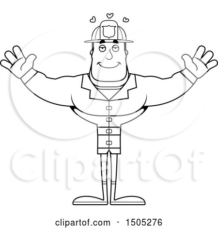 Clipart of a Black and White Buff Male with Open Arms - Royalty Free Vector Illustration by Cory Thoman