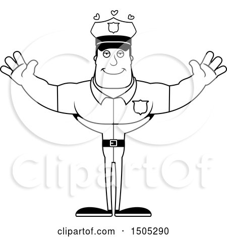 Clipart Of A Black And White Buff Male Police Officer With Hearts