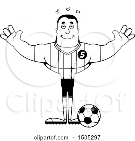 Clipart of a Black and White Buff Male Soccer Player Athlete with Hearts and Open Arms - Royalty Free Vector Illustration by Cory Thoman