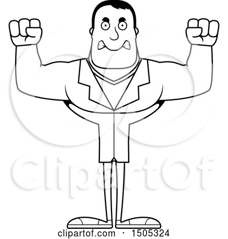Clipart of a Black and White Mad Buff Male Doctor - Royalty Free Vector Illustration by Cory Thoman