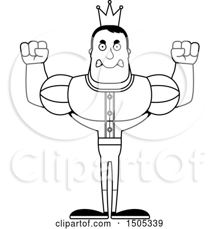 Clipart of a Black and White Mad Buff Male Prince - Royalty Free Vector Illustration by Cory Thoman