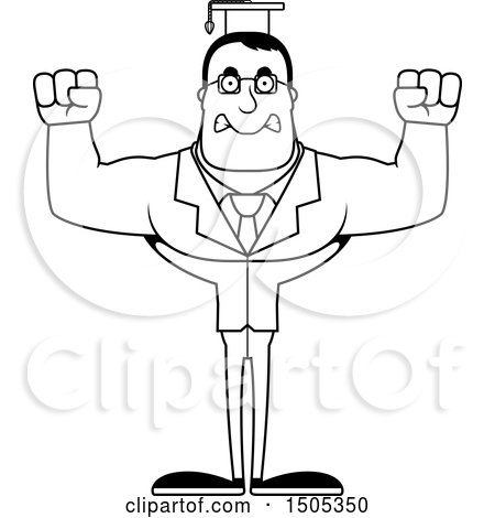 Clipart of a Black and White Mad Buff Male Teacher - Royalty Free Vector Illustration by Cory Thoman