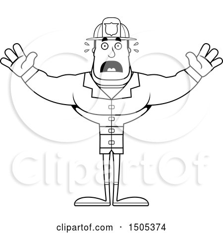 Clipart of a Black and White Scared Buff Male - Royalty Free Vector Illustration by Cory Thoman