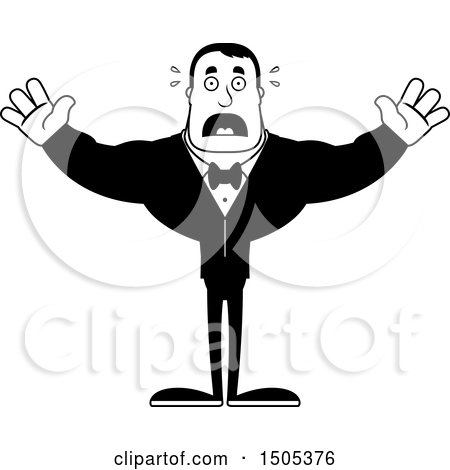 Clipart of a Black and White Scared Buff Male Groom - Royalty Free Vector Illustration by Cory Thoman