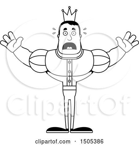 Clipart of a Black and White Scared Buff Male Prince - Royalty Free Vector Illustration by Cory Thoman