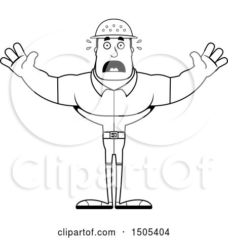 Clipart of a Black and White Scared Buff Male Zookeeper - Royalty Free Vector Illustration by Cory Thoman