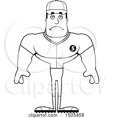 Clipart of a Black and White Sad Buff Male Baseball Player - Royalty Free Vector Illustration by Cory Thoman