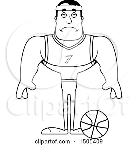 Clipart of a Black and White Sad Buff Male Basketball Player - Royalty Free Vector Illustration by Cory Thoman