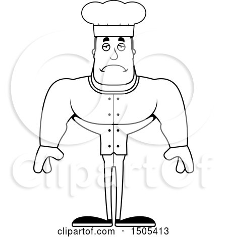 Clipart of a Black and White Sad Buff Male Chef - Royalty Free Vector Illustration by Cory Thoman