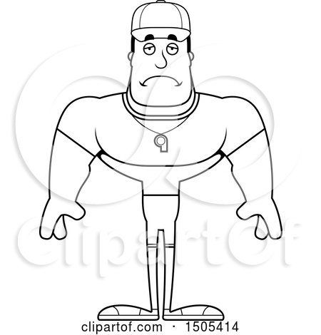 Clipart of a Black and White Sad Buff Male Coach - Royalty Free Vector Illustration by Cory Thoman