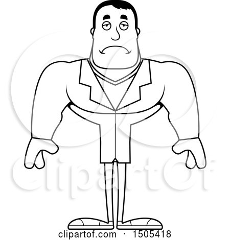 Clipart of a Black and White Sad Buff Male Doctor - Royalty Free Vector Illustration by Cory Thoman