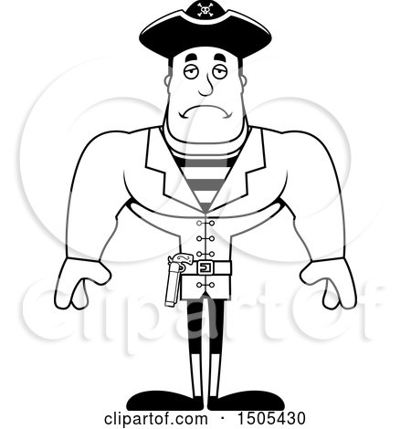 Clipart of a Black and White Sad Buff Male Pirate Captain - Royalty Free Vector Illustration by Cory Thoman