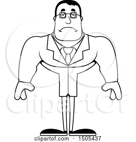 Clipart of a Black and White Sad Buff Male Scientist - Royalty Free Vector Illustration by Cory Thoman