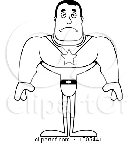 Clipart of a Black and White Sad Buff Male Super Hero - Royalty Free Vector Illustration by Cory Thoman