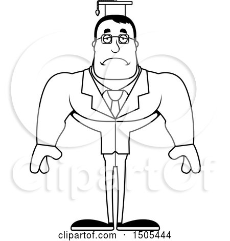 Clipart of a Black and White Sad Buff Male Teacher - Royalty Free Vector Illustration by Cory Thoman