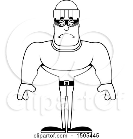 Clipart of a Black and White Sad Buff Male Robber - Royalty Free Vector Illustration by Cory Thoman