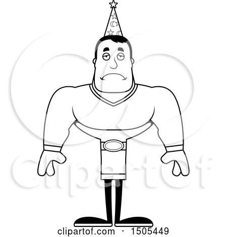 Clipart of a Black and White Sad Buff Male Wizard - Royalty Free Vector Illustration by Cory Thoman