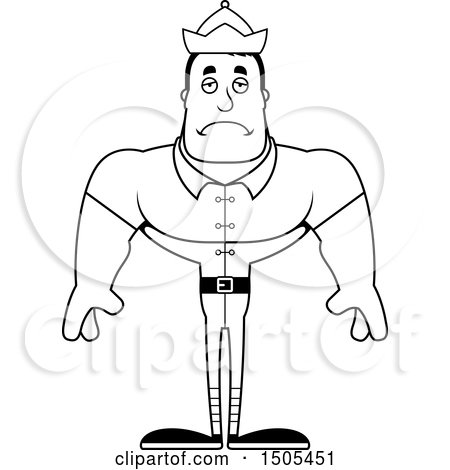 Clipart of a Black and White Sad Buff Male Christmas Elf - Royalty Free Vector Illustration by Cory Thoman
