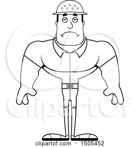 Clipart of a Black and White Sad Buff Male Zookeeper - Royalty Free Vector Illustration by Cory Thoman