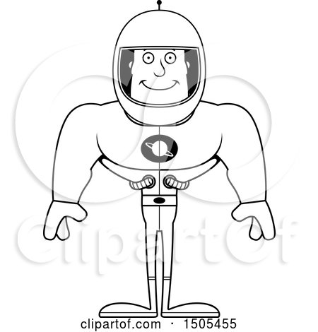 Clipart of a Black and White Happy Buff Male Astronaut - Royalty Free Vector Illustration by Cory Thoman