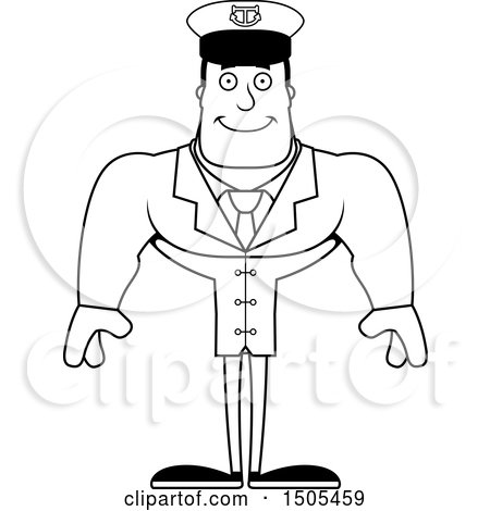 Clipart of a Black and White Happy Buff Male Sea Captain - Royalty Free Vector Illustration by Cory Thoman