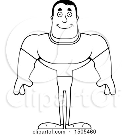Clipart of a Black and White Happy Buff Casual Man - Royalty Free Vector Illustration by Cory Thoman