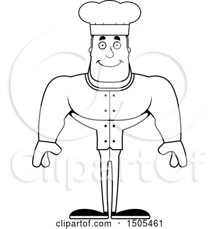 Clipart of a Black and White Happy Buff Male Chef - Royalty Free Vector Illustration by Cory Thoman