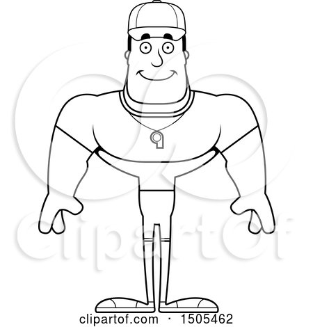 Clipart of a Black and White Happy Buff Male Coach - Royalty Free Vector Illustration by Cory Thoman