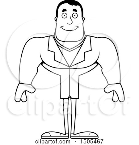Clipart of a Black and White Happy Buff Male Doctor - Royalty Free Vector Illustration by Cory Thoman