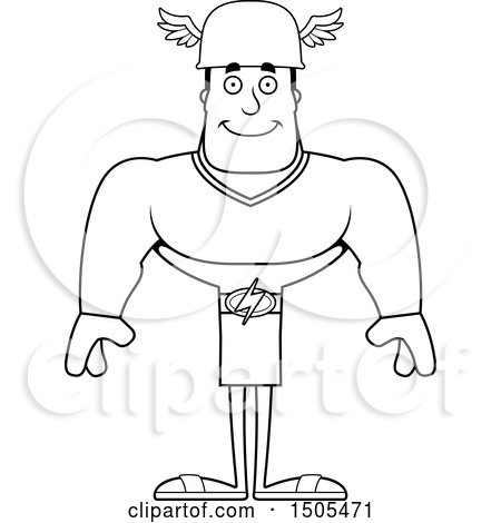 Clipart of a Black and White Happy Buff Male Hermes - Royalty Free Vector Illustration by Cory Thoman