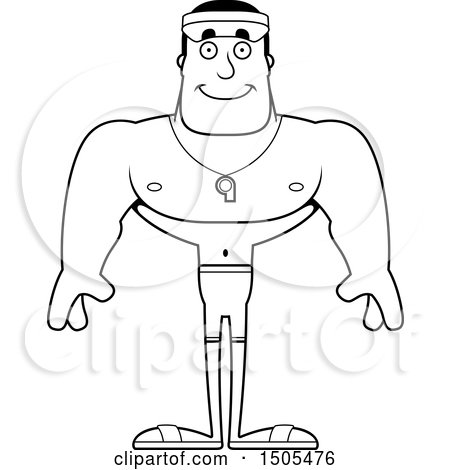 Clipart of a Black and White Happy Buff Male Lifeguard - Royalty Free Vector Illustration by Cory Thoman