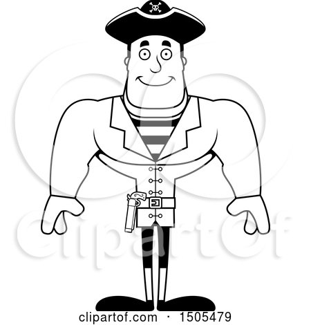 Clipart of a Black and White Happy Buff Male Pirate Captain - Royalty Free Vector Illustration by Cory Thoman