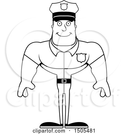 Clipart of a Black and White Happy Buff Male Police Officer - Royalty Free Vector Illustration by Cory Thoman