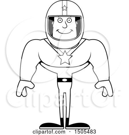Clipart of a Black and White Happy Buff Male Race Car Driver - Royalty Free Vector Illustration by Cory Thoman