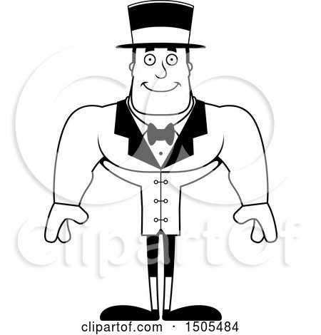 Clipart of a Black and White Happy Buff Male Circus Ringmaster - Royalty Free Vector Illustration by Cory Thoman
