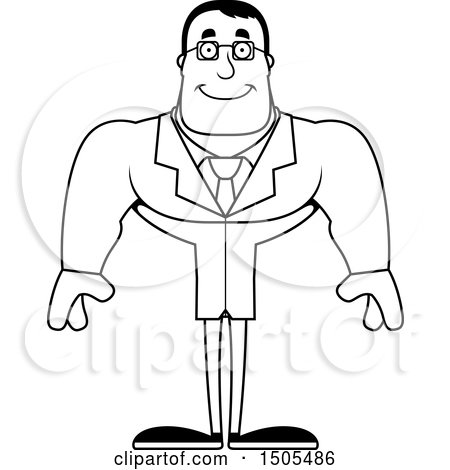 Clipart of a Black and White Happy Buff Male Scientist - Royalty Free Vector Illustration by Cory Thoman