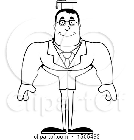 Clipart of a Black and White Happy Buff Male Teacher - Royalty Free Vector Illustration by Cory Thoman