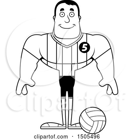 Clipart of a Black and White Happy Buff Male Volleyball Player - Royalty Free Vector Illustration by Cory Thoman