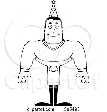 Clipart of a Black and White Happy Buff Male Wizard - Royalty Free Vector Illustration by Cory Thoman